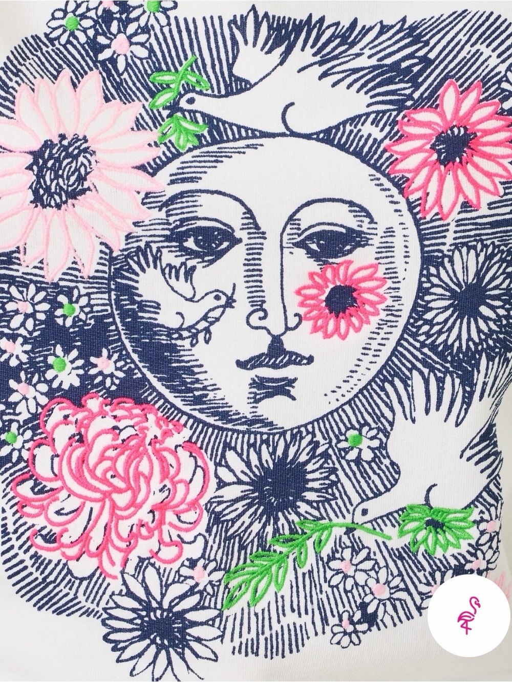 Lilly Pulitzer Ballad Graphic Pullover with Pink & Green Trim - Picture 2 of 4